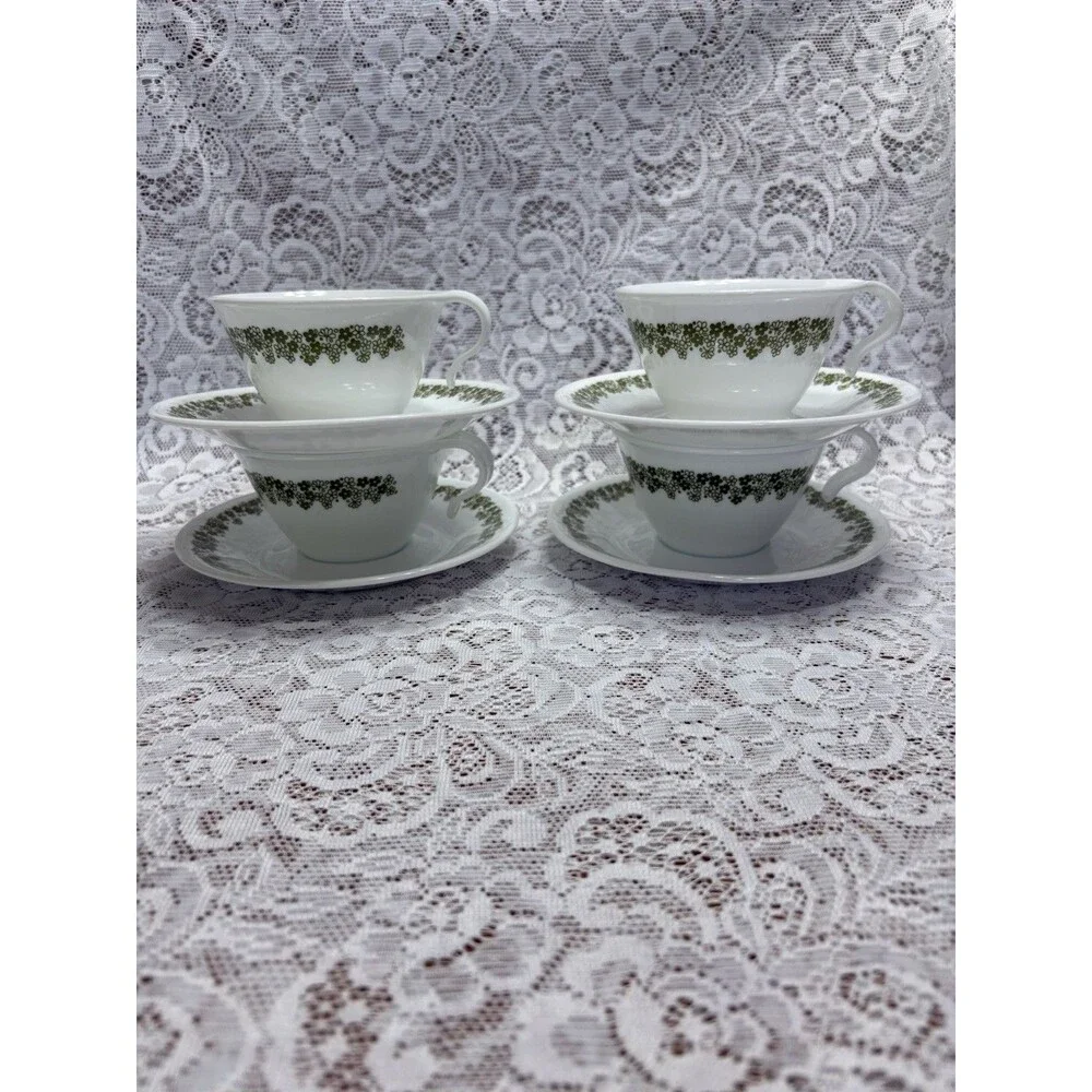 Vintage Corelle Crazy Daisy Tea Coffee Cup And Saucer Set of‎ 4